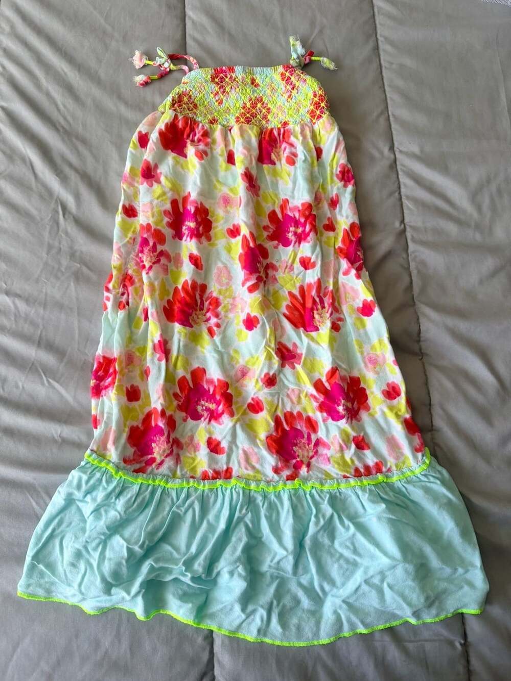 Cat & Jack Floral Dress Size 4T Smocked Ruffle Beach Cover-Up